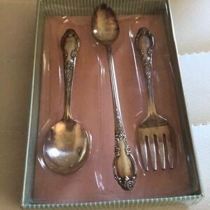 Vintage antique infant utensils two spoons and a fork